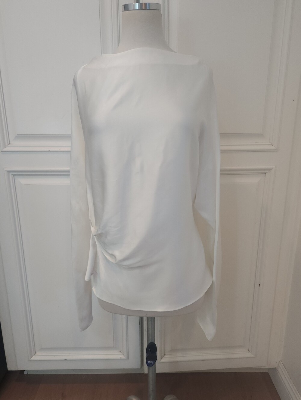 Elegant White Long-Sleeve Side-Tie Women's Top